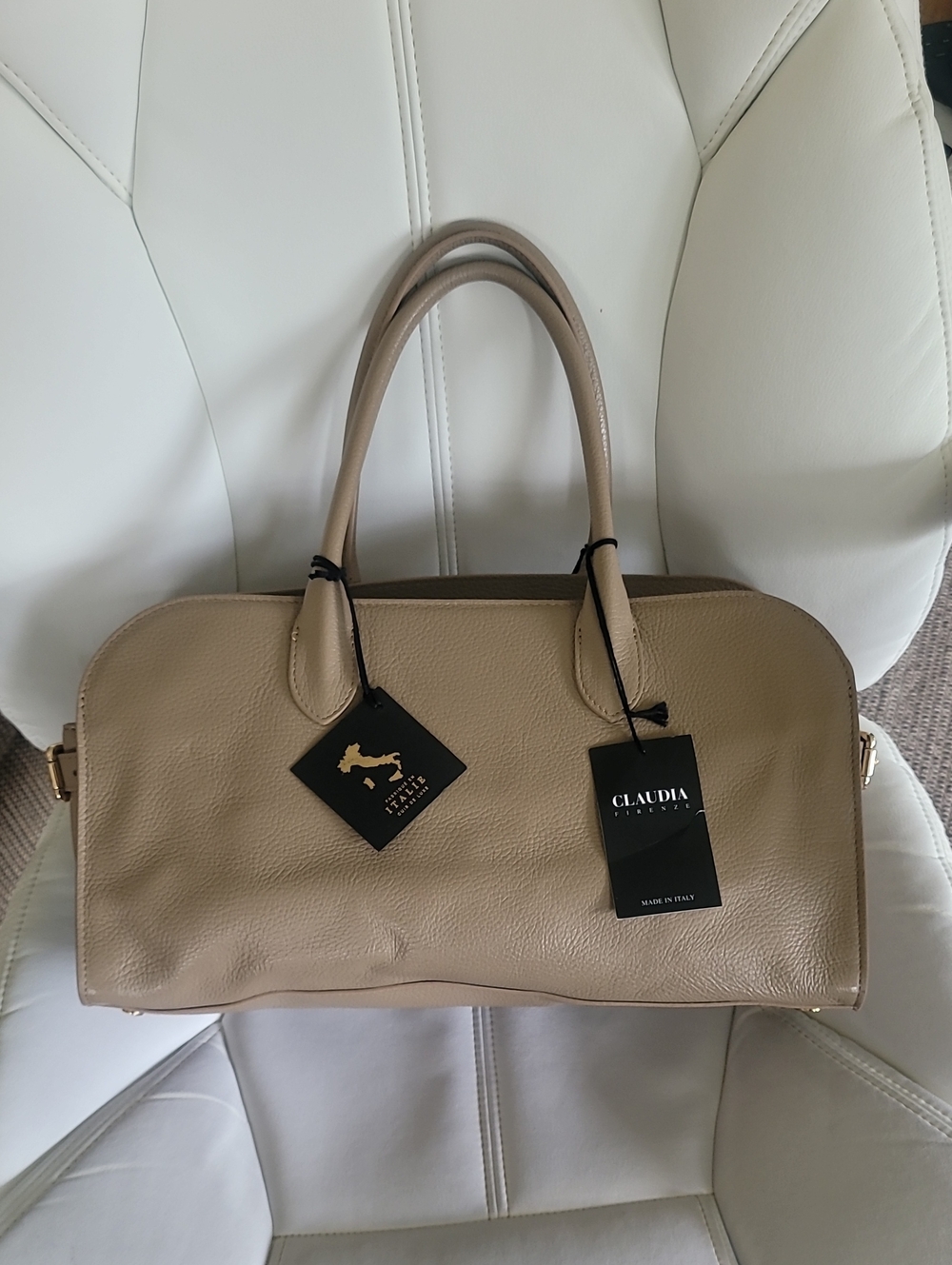 Claudia Firenze Taupe Leather Satchel Bag
